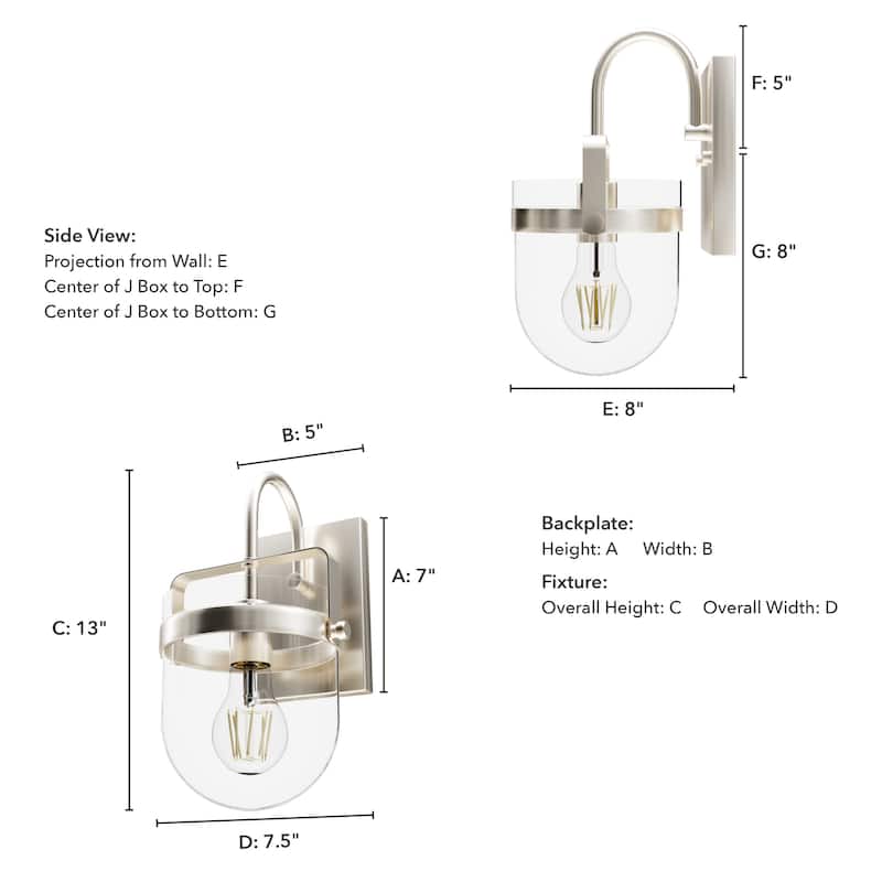 Hunter Karloff 1 Light Wall Sconce - Rustic, Glam, Transitional