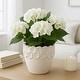 preview thumbnail 3 of 32, Plant Pot - Ivory Ceramic Round Iridescent Floral Crown, 6"