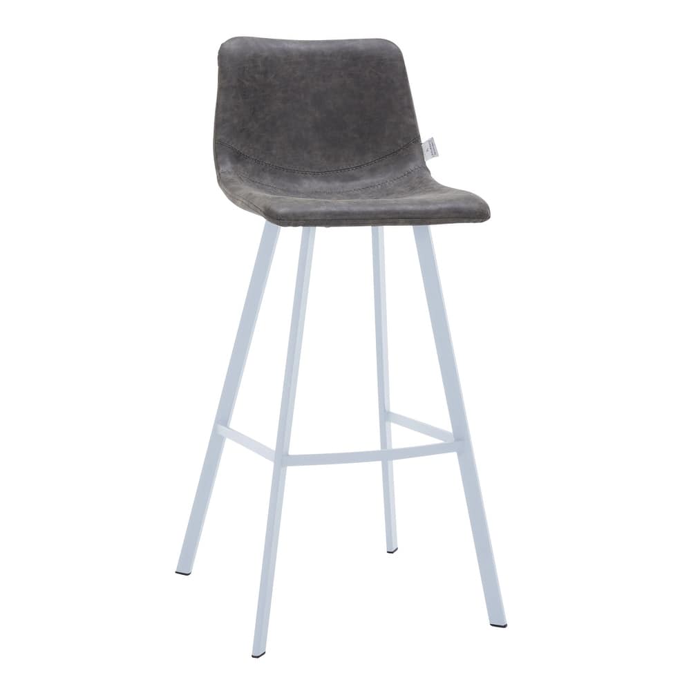 Elland Modern Minimalist PU Leather Counter Height Bar Stool with Stainless Steel Legs and Footrest for Kitchen Dining