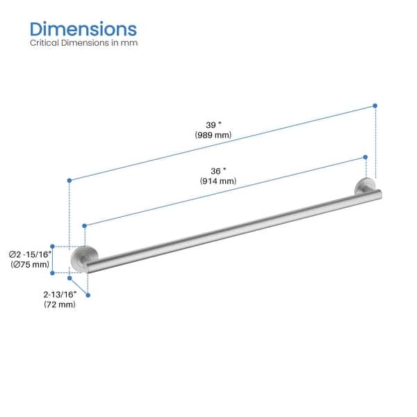 dimension image slide 4 of 10, 36-Inch Stainless Steel Bathroom Safety Grab Bar