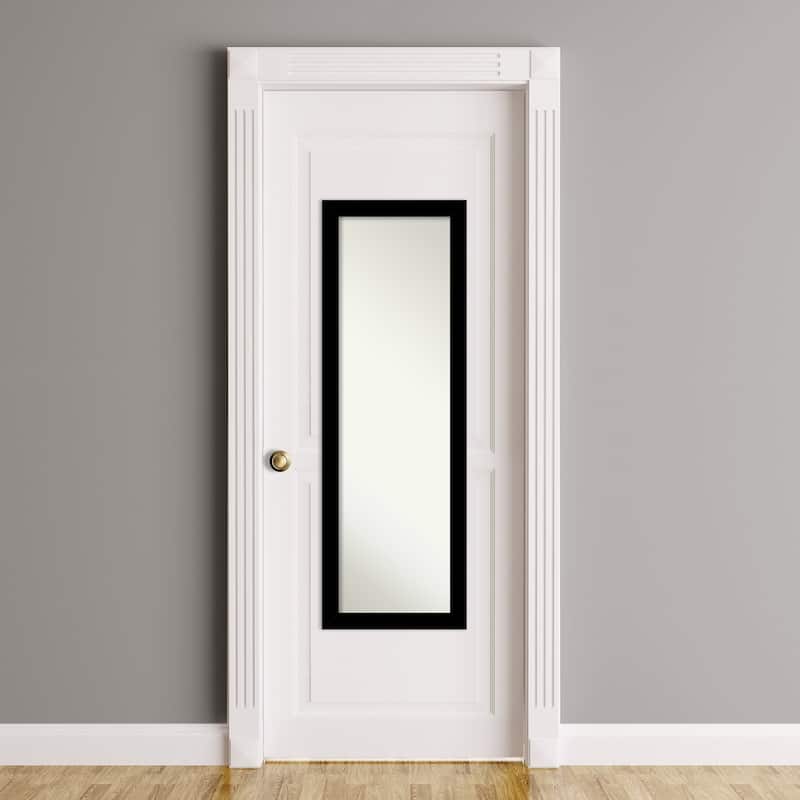 Brushed Non-Beveled Framed Full-Length On the Door Mirror - Brushed Black - Glass Size 14x48