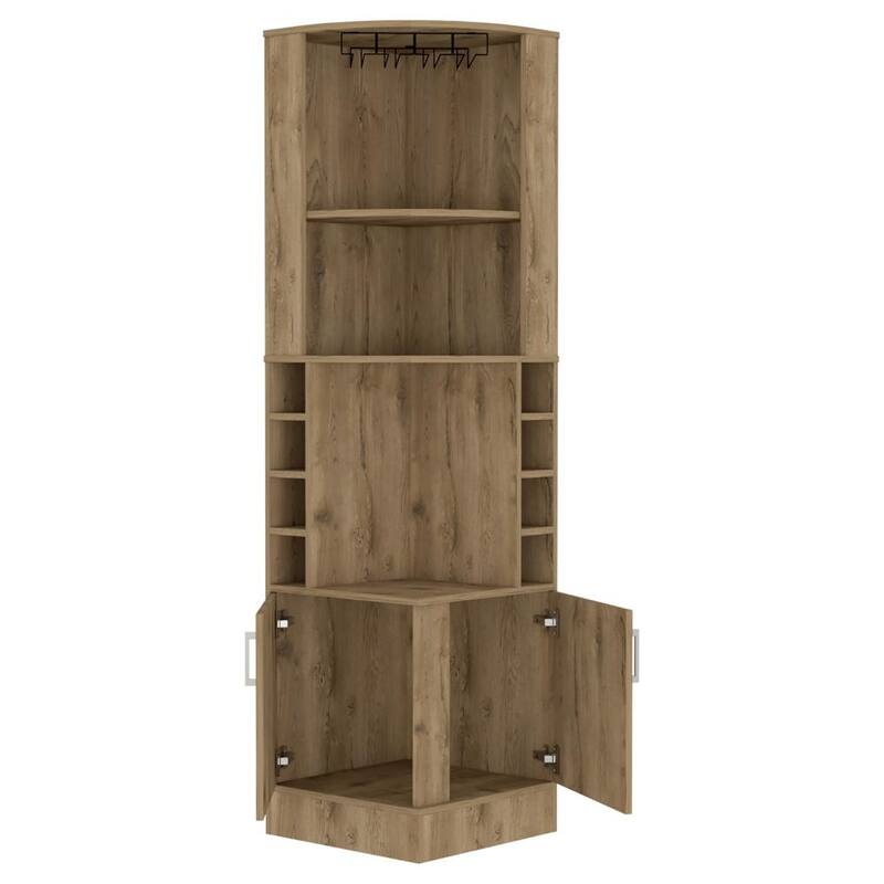 Bar Cabinet Papprika, 8 Wine Cubbies, Double Door, Dark Brown Finish,High quality and durable