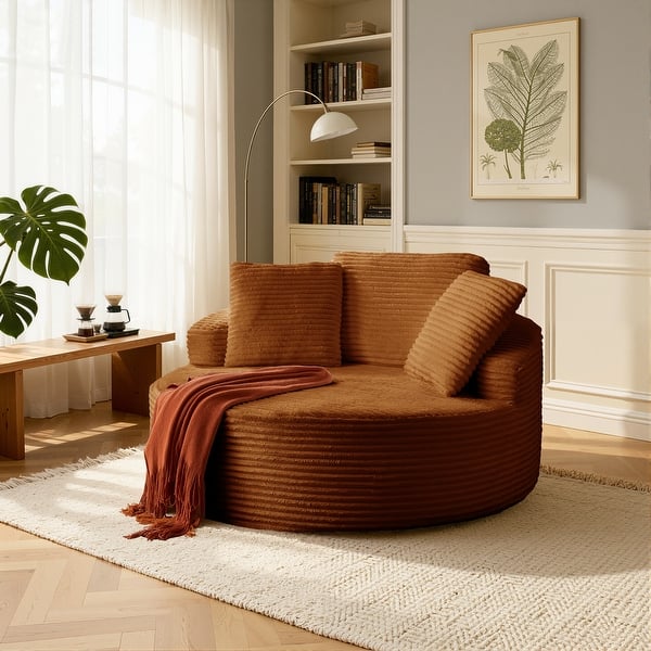 55'' Oversized Round Chaise Longue Chair,Corduroy Compression Single Sofa - Bed Bath & Beyond