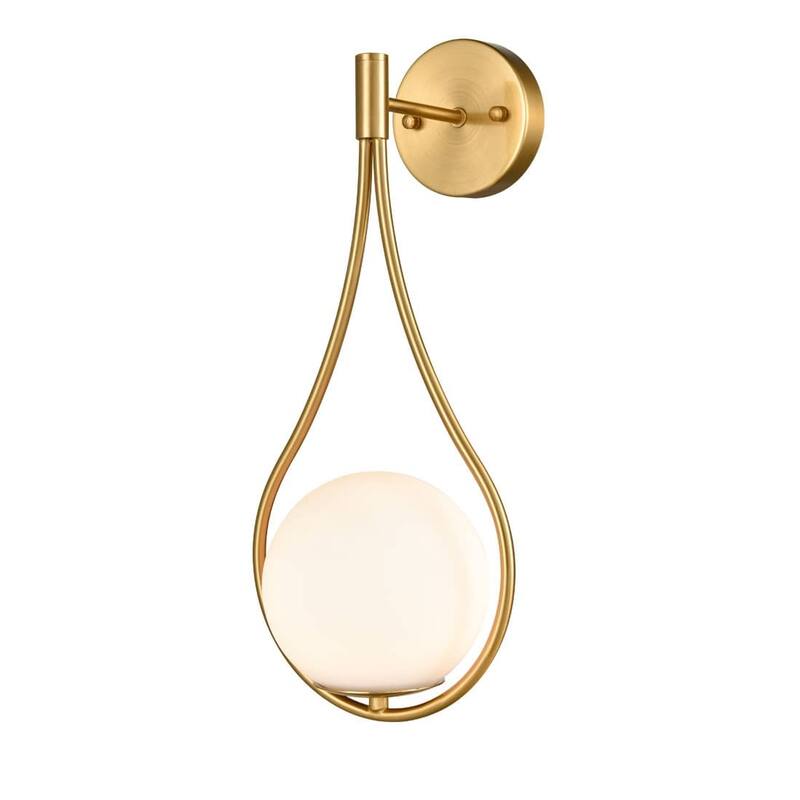 Porches Modern Wall Sconce with Opal Globe Glass Shade 2-Pack