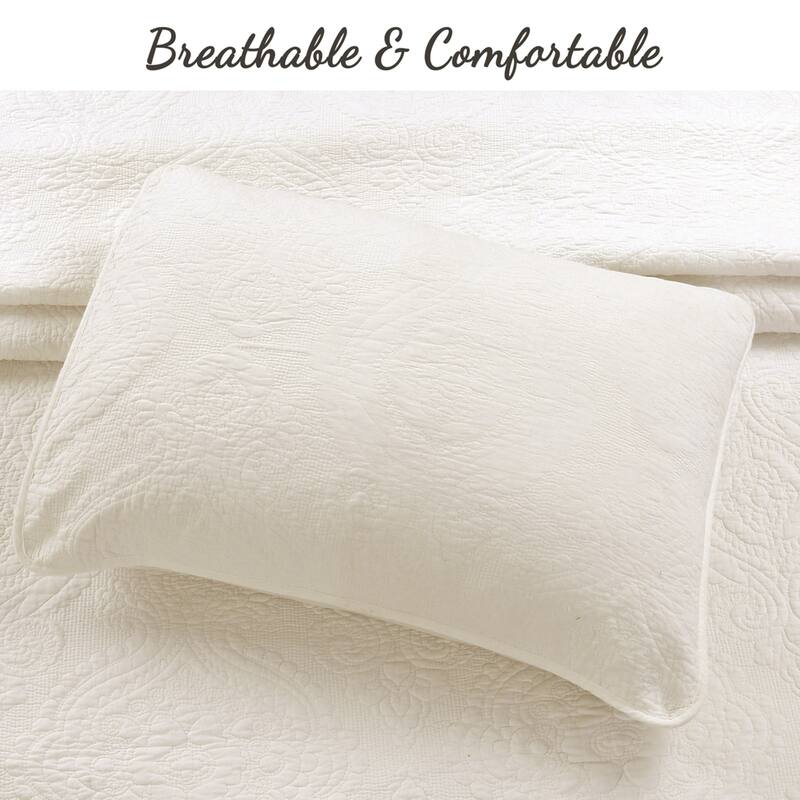 Gracewood Hollow Golding Medallion Cotton Solid (White or Ivory) Quilt Bedding Set