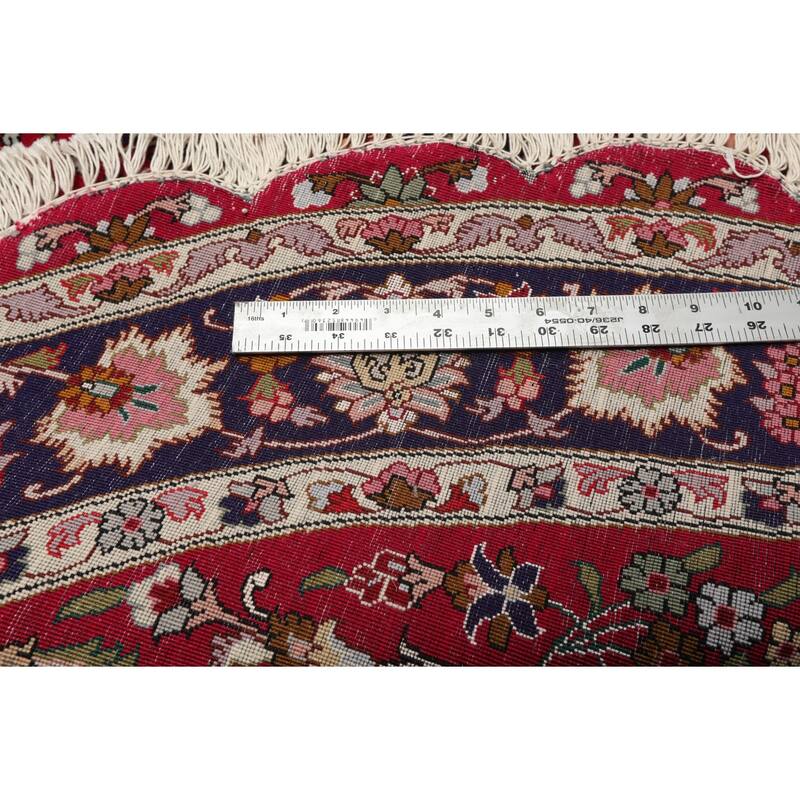 5'0''x5'0" Burgundy TTabrizz Round Rug 250 KPSI Hand Knotted Wool Medallion Motif - 5' x 5' -Round