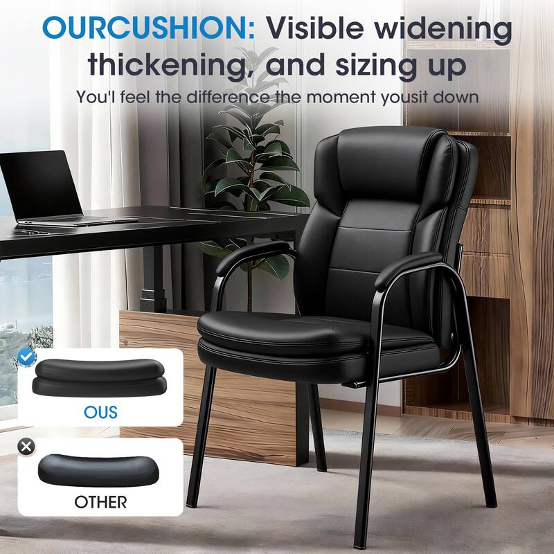 Ergonomic Guest Chairs with PU Leather Upholstery & Steel Frame