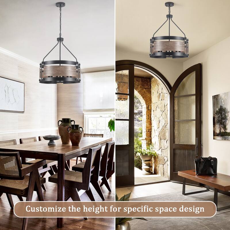 6-Light Vintage Elegant Chandelier with Faux Wood Finish Metal Frame Bulb Not Included