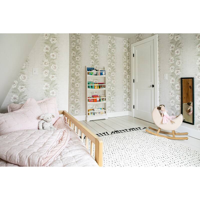 Zio and Sons Dutch Garland Blush Gardenia Stripe Wallpaper