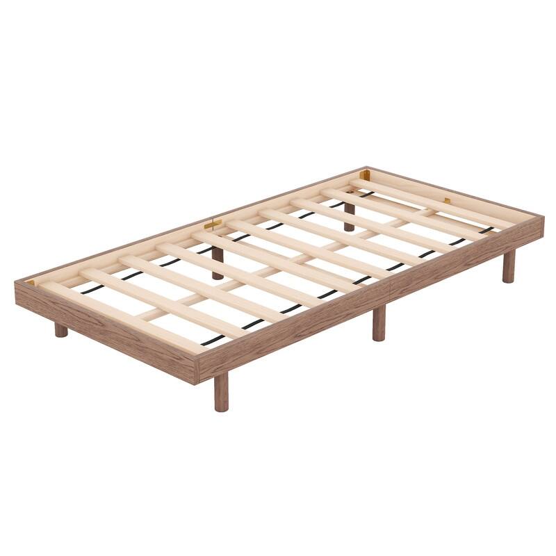 Modern Design Wooden Twin Size Floating Platform Bed Frame