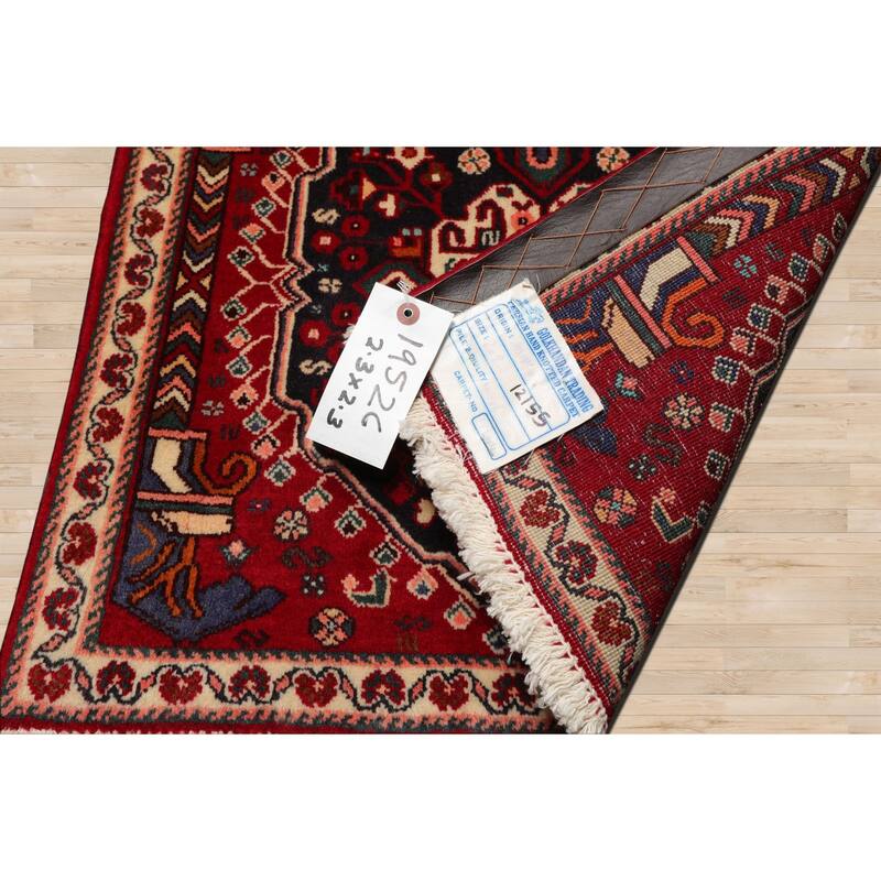 2'3''x2'3'' Square Hand Knotted Wool Red Abadeh Traditional Area Rug - 2' 3'' x 2' 3''-Square