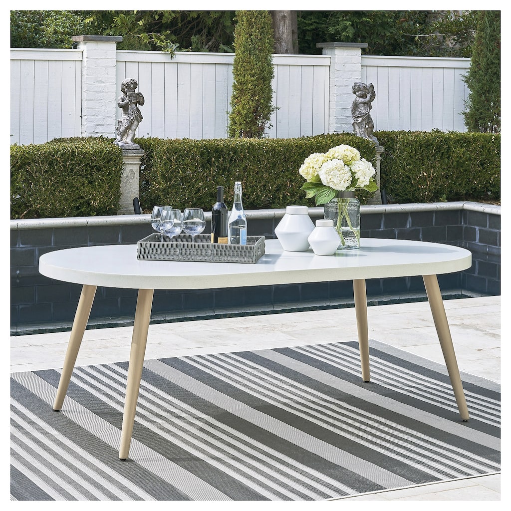 Signature Design by Ashley Seton Creek White Outdoor Dining Table - 80" W x 42" D x 28.88" H
