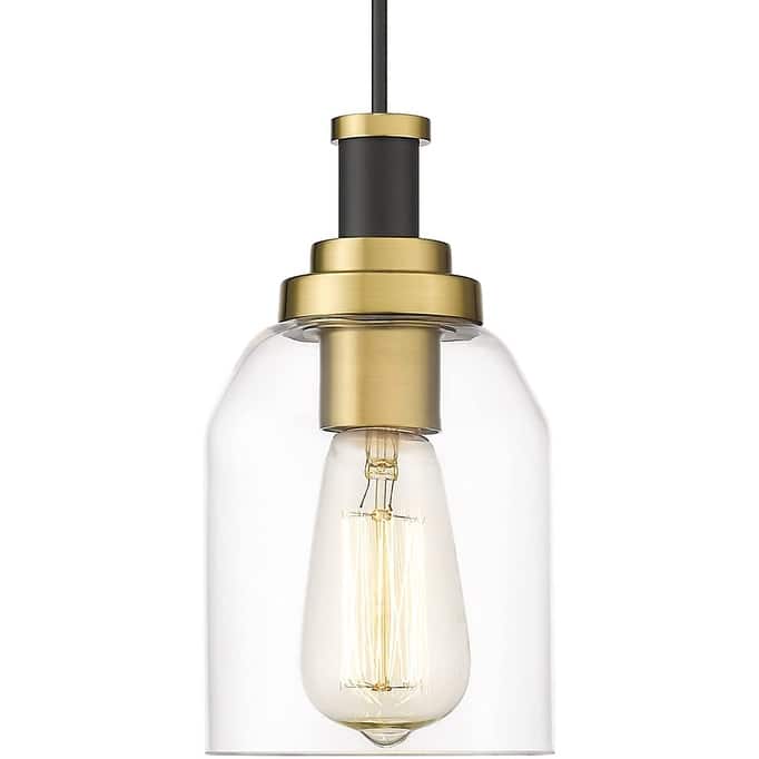 1-light Glass Pendant Light with Adjustable Cord - 1-Pack - Gold