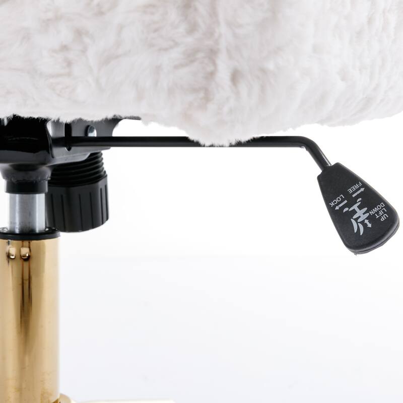 GDF Studio - Modern Upholstered Swivel Home Office Chair with Golden Metal Base and Artificial Rabbit Hair Comfort