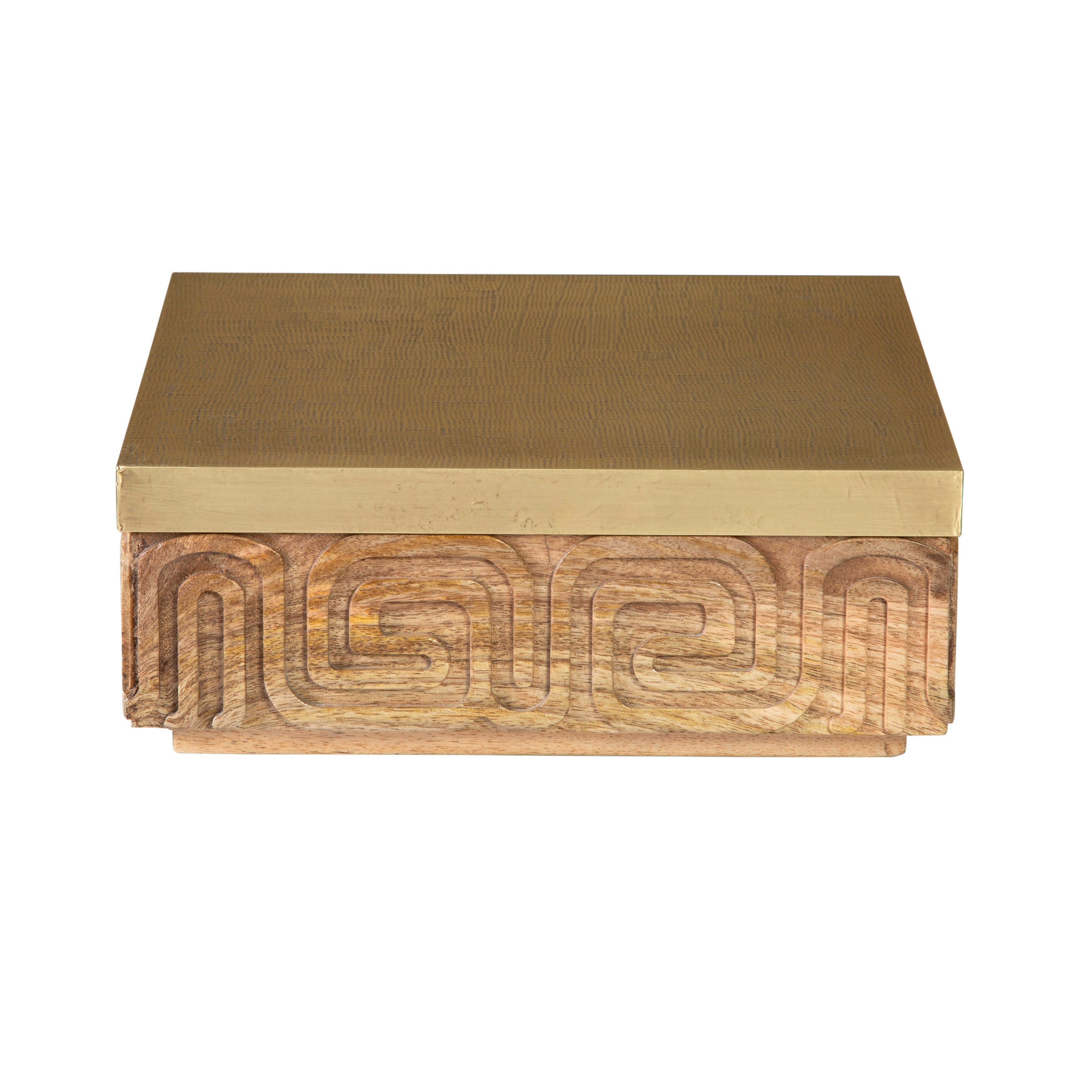 Atlas Maze Mango Wood Greek Key Box - 12 inch Wide