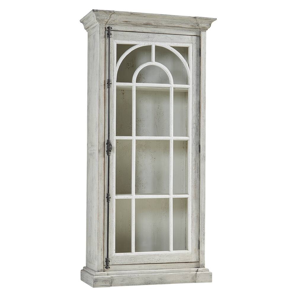Furniture Classics Seine Grey and White Reclaimed Solid Pine Glass Front Cabinet by Furniture Classics