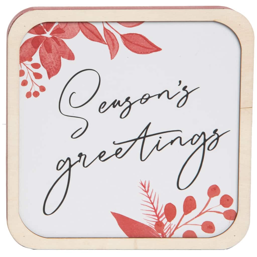 Transpac Wood 7.75 in. Multicolored Christmas Frame Block Decor