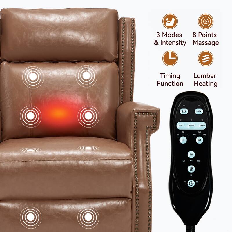 Faux Leather Recliner with 155 Degree Recline and 8 Vibration Nodes
