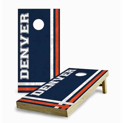 Denver Broncos Multi Stripe Cornhole Game (Choose Wraps or Boards)