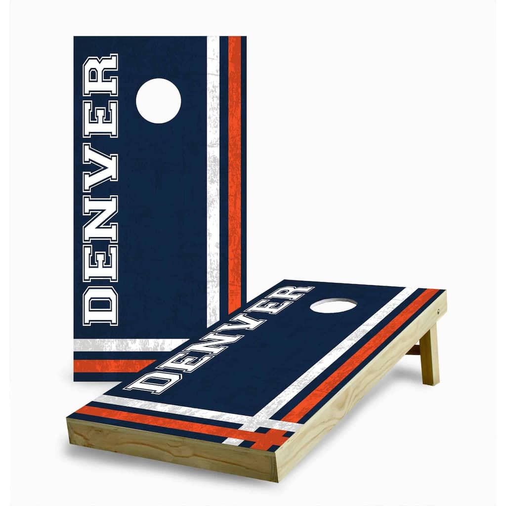 Denver Broncos Multi Stripe Cornhole Game (Choose Wraps or Boards)