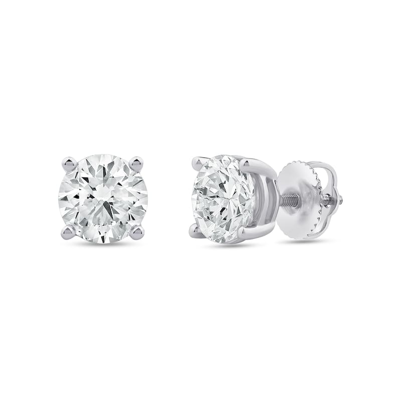 IGI Certified 1ct-4ct TDW Round Lab-Grown Diamond Solitaire Stud Earrings in 14k Gold for Women - 4ct - White
