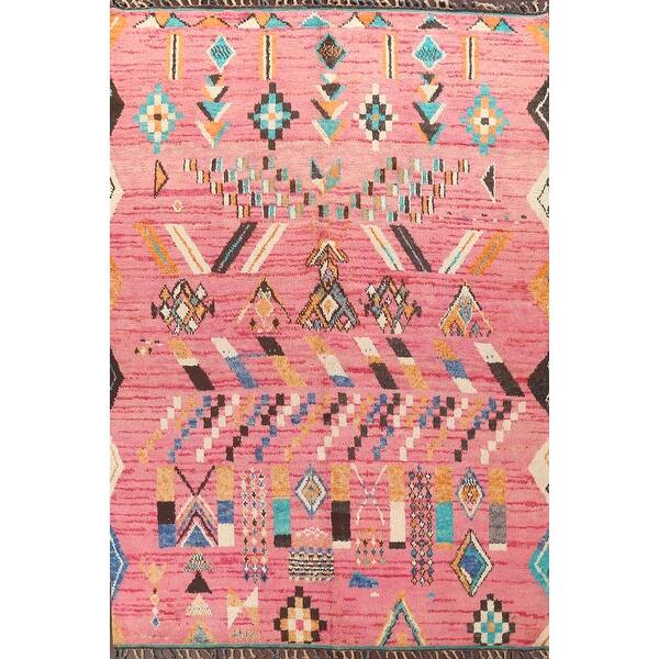 slide 1 of 18, Tribal Oriental Moroccan Dining Room Area Rug Hand-knotted Wool Carpet - 8'11" x 12'7"