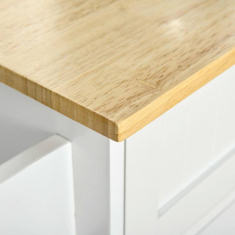 Mobile Kitchen Island with Wood Top, Drawers, Cabinets, Adjustable Shelves, and Towel Rack