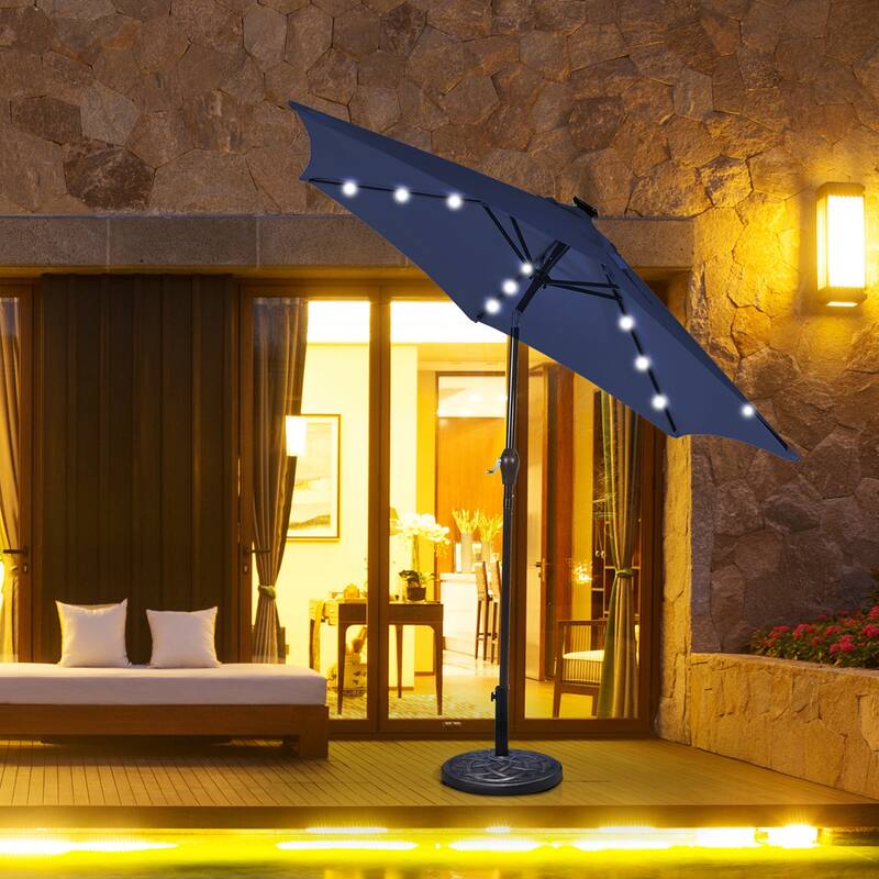 Costway 10' Solar LED Lighted Patio Market Umbrella Shade Tilt
