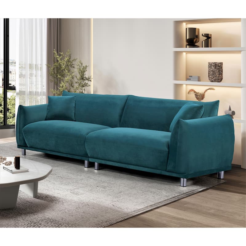 US Pride Furniture 88.2''W Metal Legs Velvet Fabirc Sofa - Greenish Blue