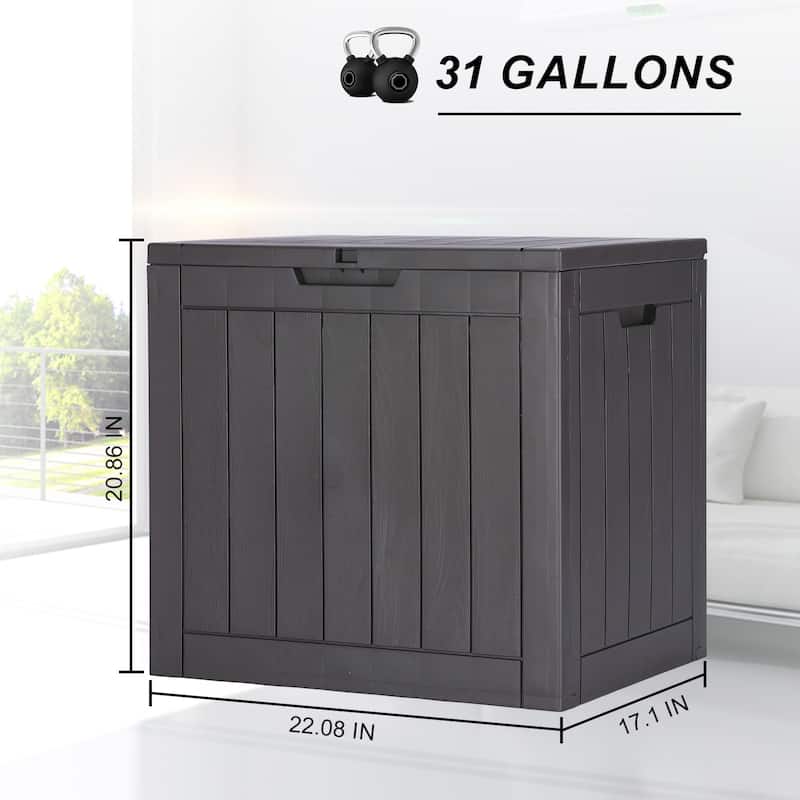 Deck Box with 31 Gallon Capacity, Weatherproof Resin Lockable Outdoor