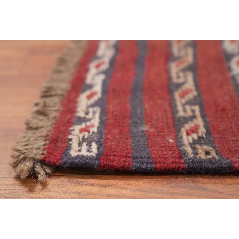 Hand Knotted Oriental 100% Wool Carpet Traditional Tribal Red Balouch Runner Rug - 8' 6'' X 2' 1''