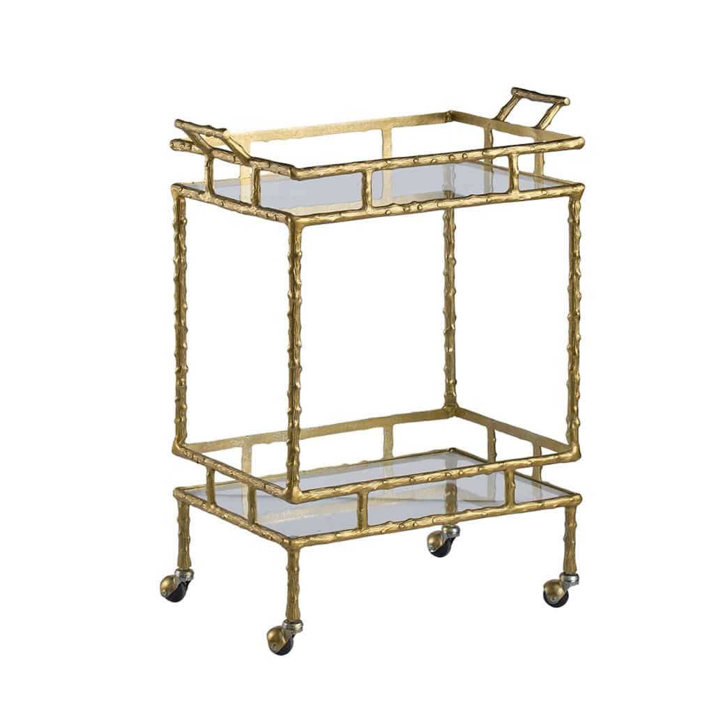 Two-Tiered Twig Bar Cart - 30" - Gold and Silver