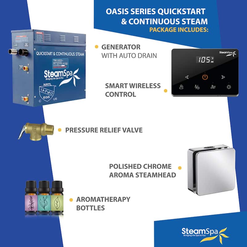 Oasis Series 7500-Watts Steam Generator with Continuous Steam Plus Fully Wireless Handheld Control