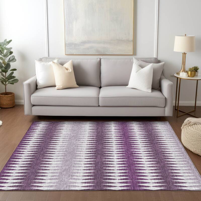 Machine Washable Indoor/ Outdoor Chantille Contemporary Geo Rug