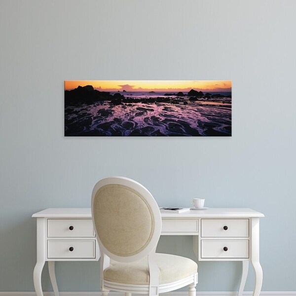 Easy Art Prints Panoramic Images's 'Beach at sunset, Del Norte County, California, USA' Premium Canvas Art