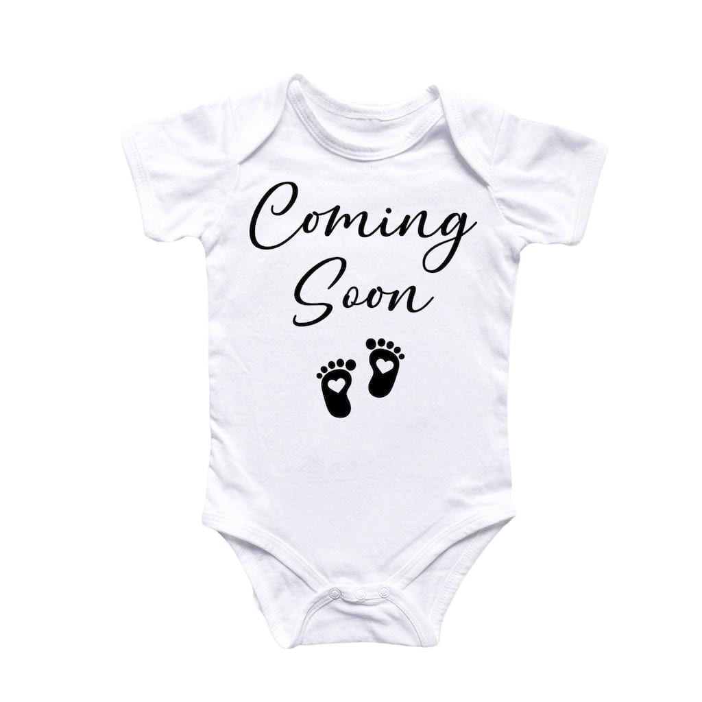 Coming Soon Foot Prints - Baby Boy Girl Clothes Infant Bodysuit Funny Cute Newborn