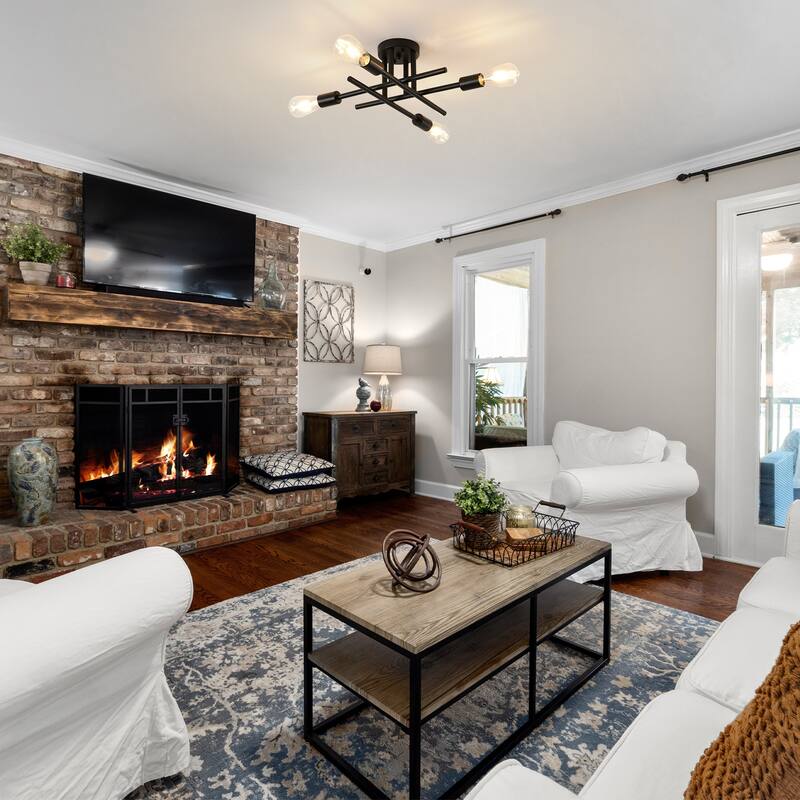 4-Light Modern Semi-Flush Mount Light for Bedroom Study Living Room