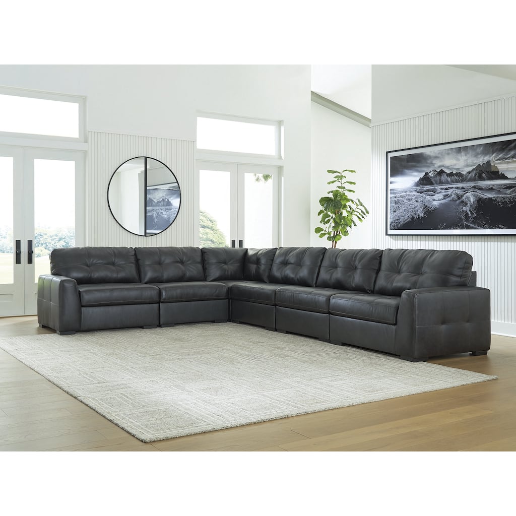 Signature Design by Ashley Brindley Pier Gray 6-Piece Sectional - 168"W x 128"D x 40"H