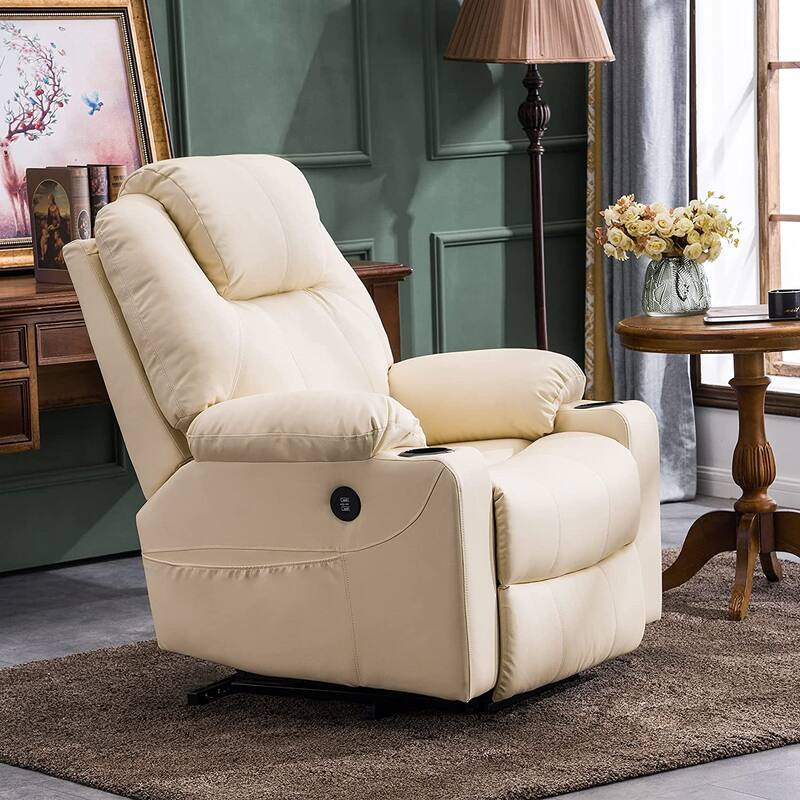 MCombo Electric Power Lift Recliner Chair Sofa with Massage and Heat, 3 Positions, USB Ports, Faux Leather 7040