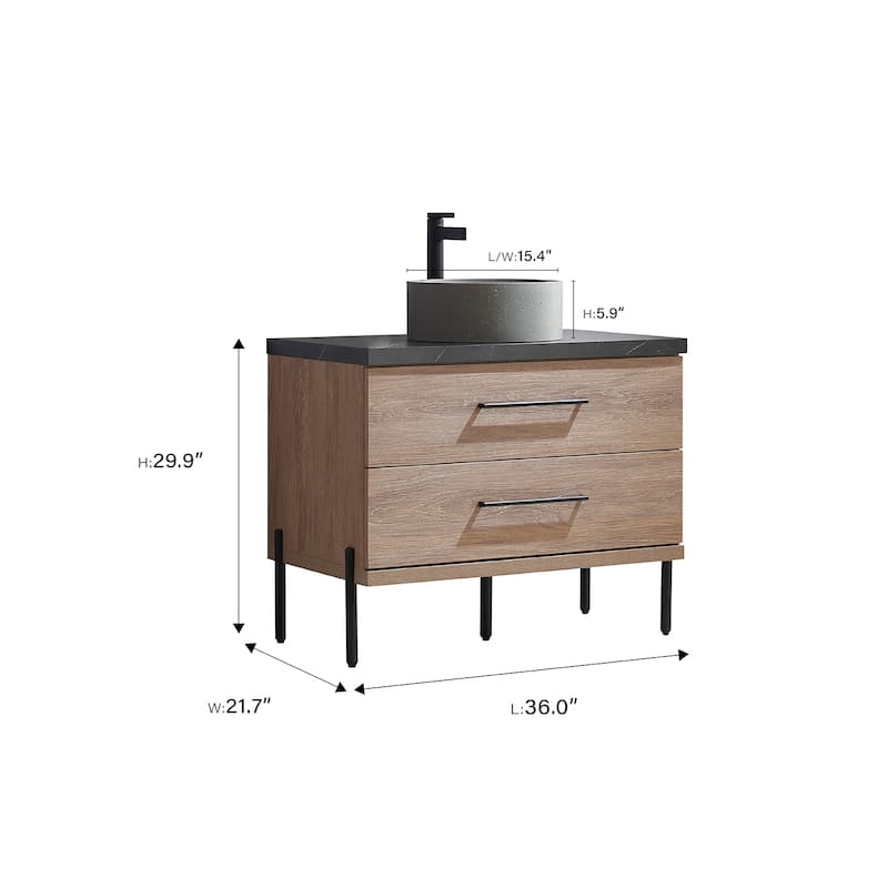 Trento Bath Vanity with Sintered Stone Top with Concrete Sink (R)