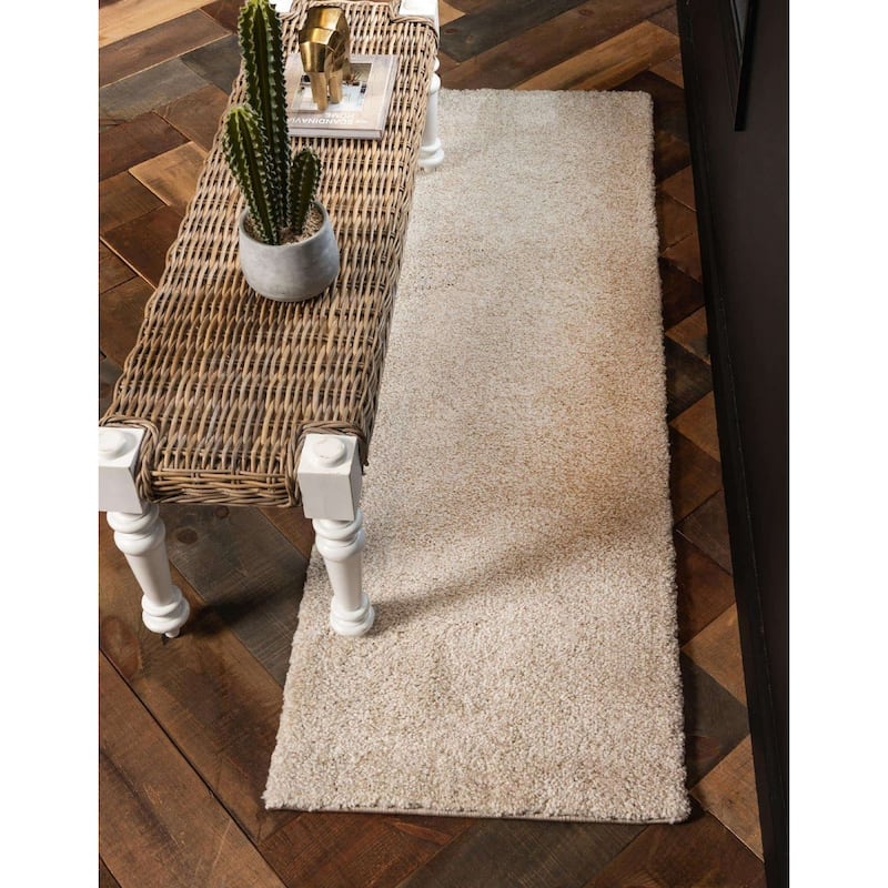 Solid/Striped Zoit Collection Area Rug - 2'2"x6'7" - Ivory