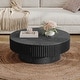 preview thumbnail 33 of 61, Modern Solid Wood Veneered Round Coffee Tea Table with Storage