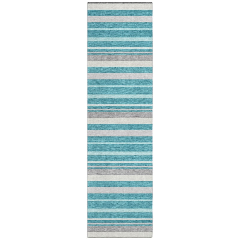 Machine Washable Indoor/ Outdoor Chantille Contemporary Stripes Rug