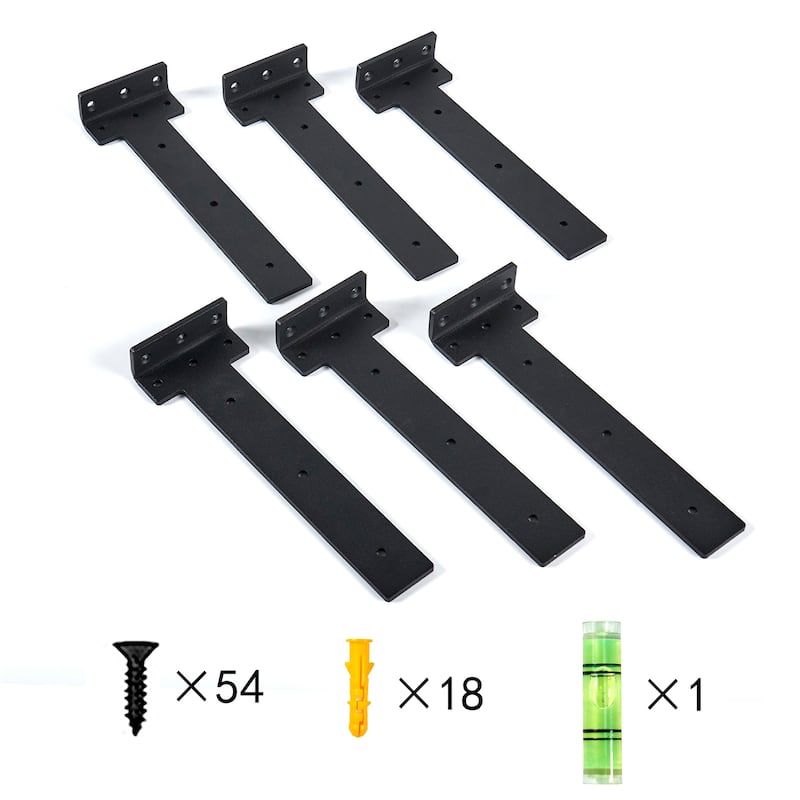 Thick Metal Shelf Brackets for DIY Floating Shelf - 6pcs - Black