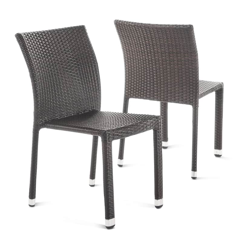 Dover Outdoor Wicker Aluminum Stacking Dining Chair (Set of 2) by Christopher Knight Home