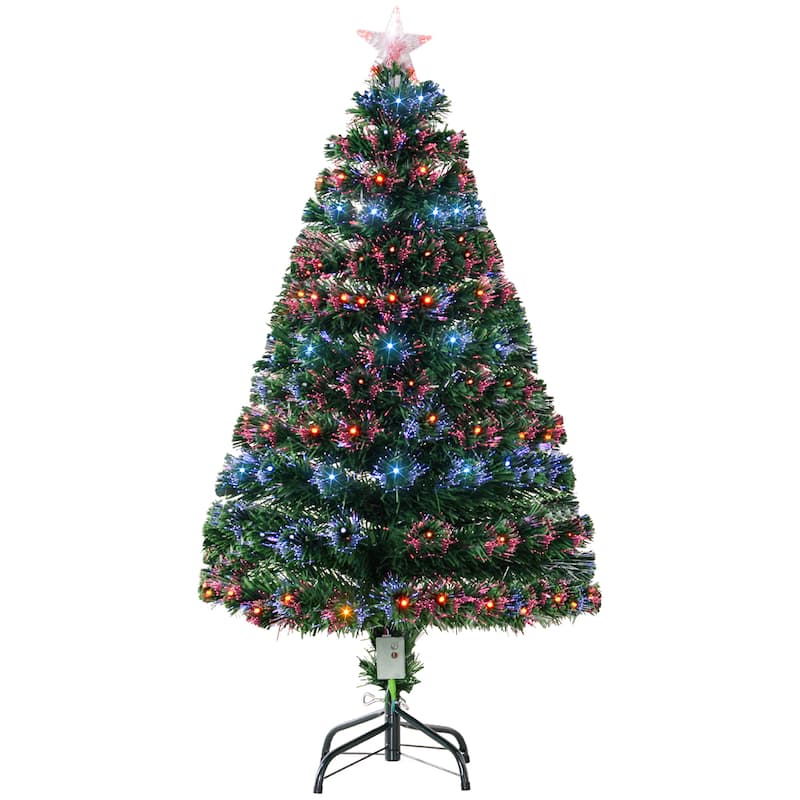 HOMCOM 4 ft. Artificial Small Prelit Christmas Tree with Stand