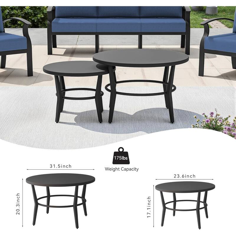 Kullavik Aluminum Outdoor Patio Sectional Sofa Set with Swivel Rocking Chairs and Coffee Table
