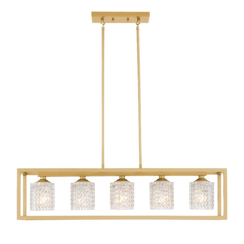 Acroma Mid-century 5-light Crystal Rectangle Chandelier for Dining Room - 37 inches