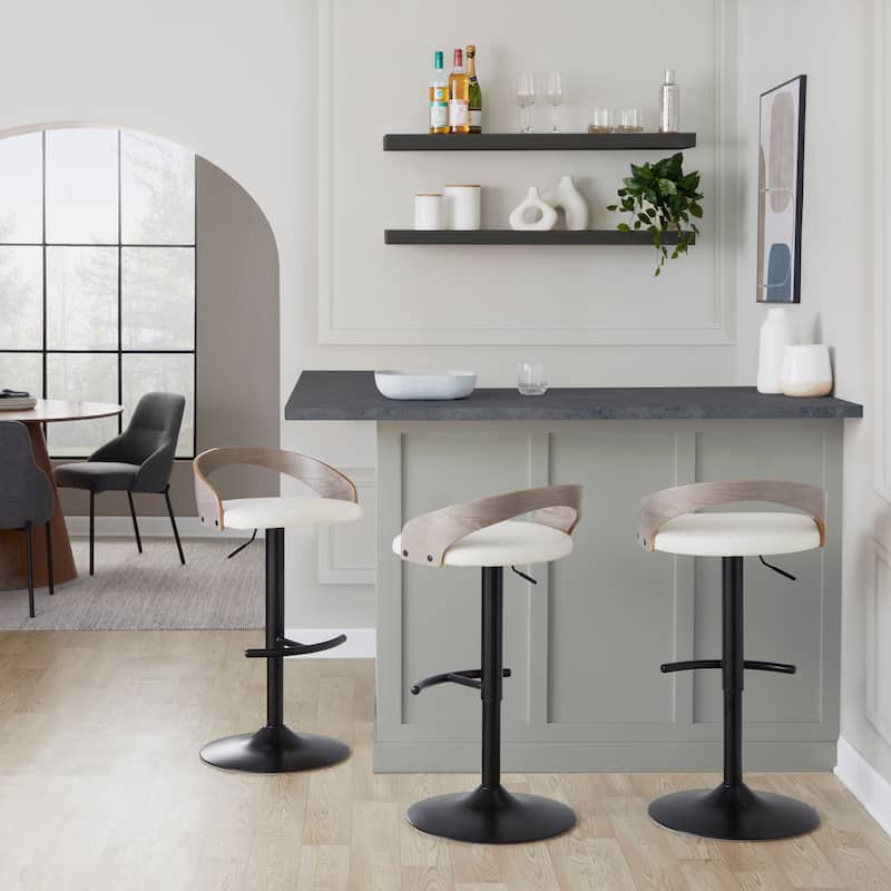 Grotto Adjustable Barstool with Black Base - N/A