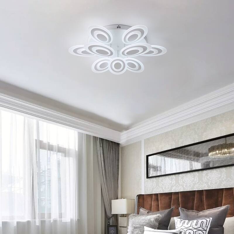Matte White Flower Shape Acrylic Semi Flush Mount Ceiling Light